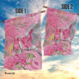Australia Pink Galah Garden Flag Rose-breasted Cockatoo Waratah Indigenous Art LT14