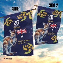 Blue Kangaroo and Golden Wattle Personalised Garden Flag Happy Australia Day 6 January LT9