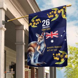Blue Kangaroo and Golden Wattle Personalised Garden Flag Happy Australia Day 6 January LT9