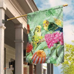 Birds and Floral Aussie Budgerigars Garden Flag Mint Opal LT7