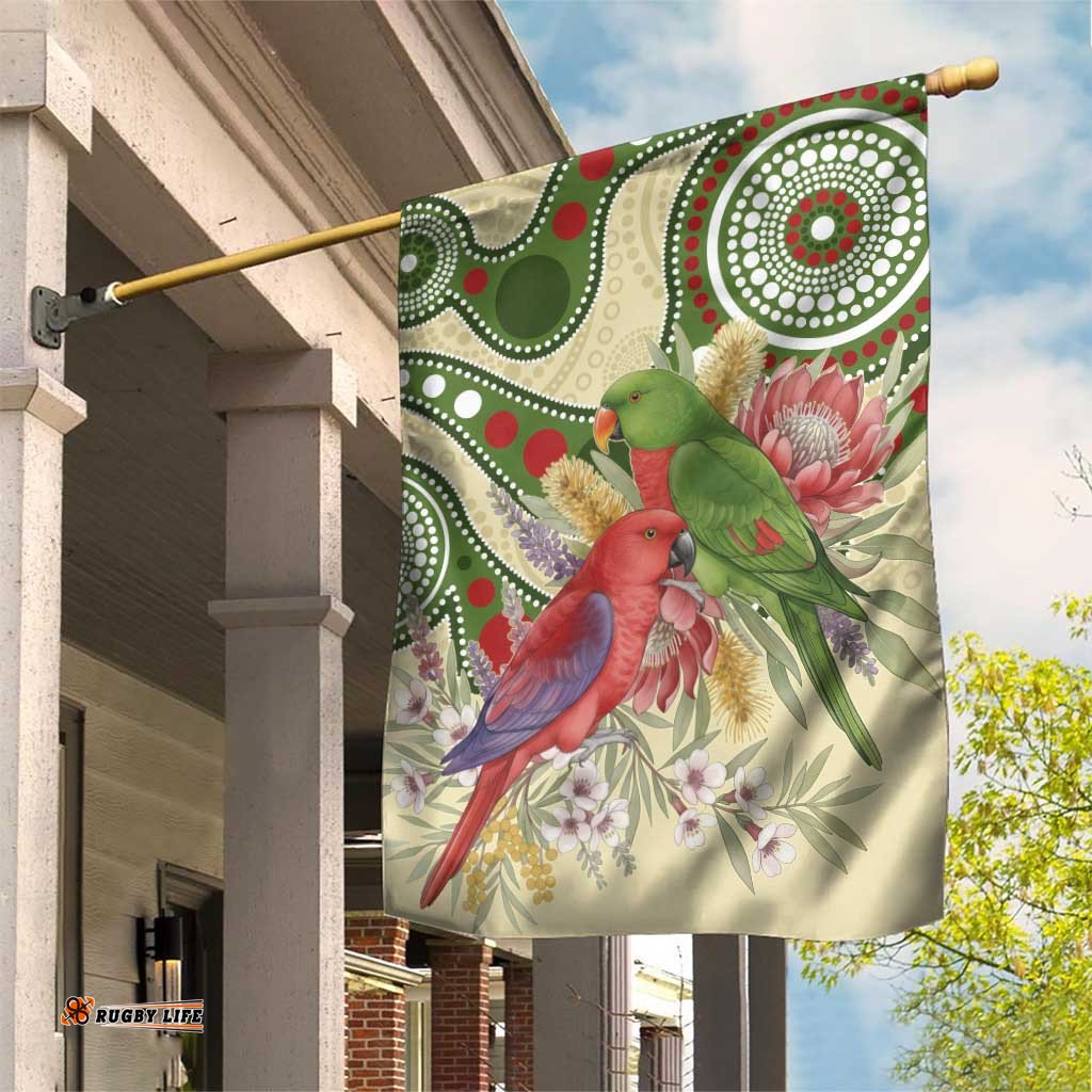 Australia Moluccan Eclectus Garden Flag Australian Native Flowers Indigenous Art LT14