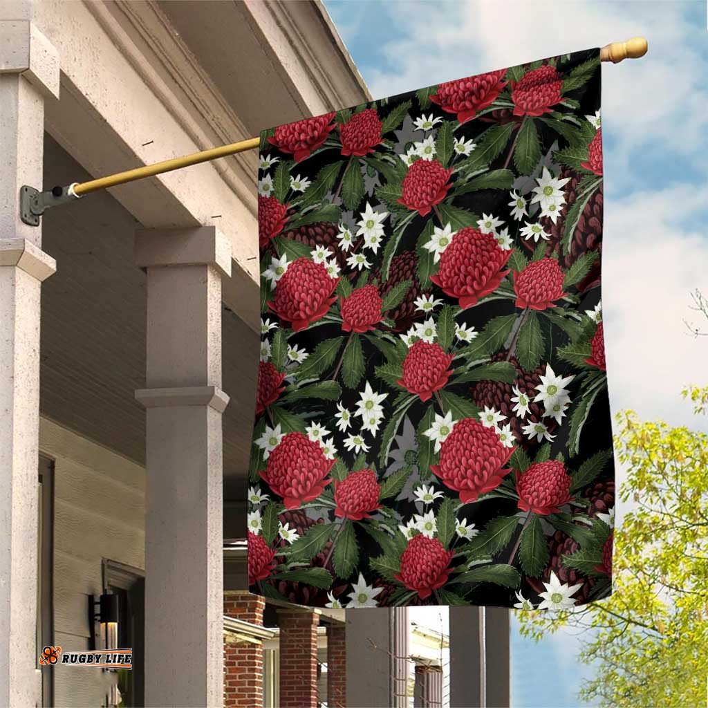 Australia Waratah Flannel Flower Garden Flag Aussie Native Flowers Seamless Stylized LT14