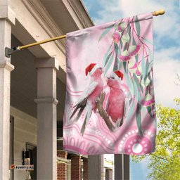 Australia Funny Pink Galah Christmas Garden Flag Aboriginal Eucalyptus Blossoms Watercolor LT14