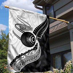 Personalised Aotearoa Lawn Bowls Garden Flag Maori and Silver Fern Half Style LT03