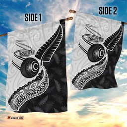 Personalised Aotearoa Lawn Bowls Garden Flag Maori and Silver Fern Half Style LT03