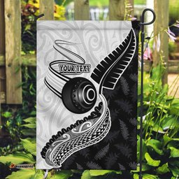 Personalised Aotearoa Lawn Bowls Garden Flag Maori and Silver Fern Half Style LT03