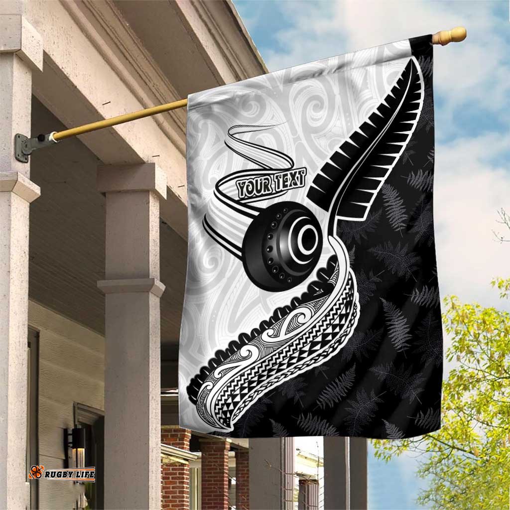 Personalised Aotearoa Lawn Bowls Garden Flag Maori and Silver Fern Half Style LT03