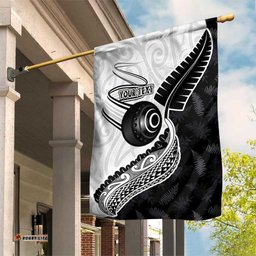 Personalised Aotearoa Lawn Bowls Garden Flag Maori and Silver Fern Half Style LT03