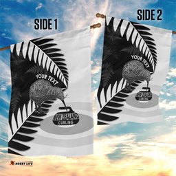 New Zealand Silver Fern Curling Personalised Garden Flag Aotearoa Kiwi Ponga Black White Version LT14