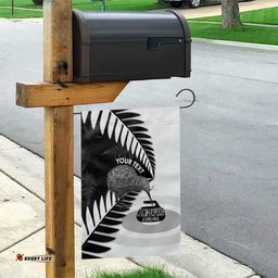 New Zealand Silver Fern Curling Personalised Garden Flag Aotearoa Kiwi Ponga Black White Version LT14