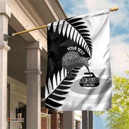 New Zealand Silver Fern Curling Personalised Garden Flag Aotearoa Kiwi Ponga Black White Version LT14