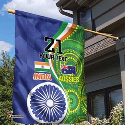 India Vs Australian Cricket Custom Garden Flag Ashoka Chakra and Aboriginal Together LT9