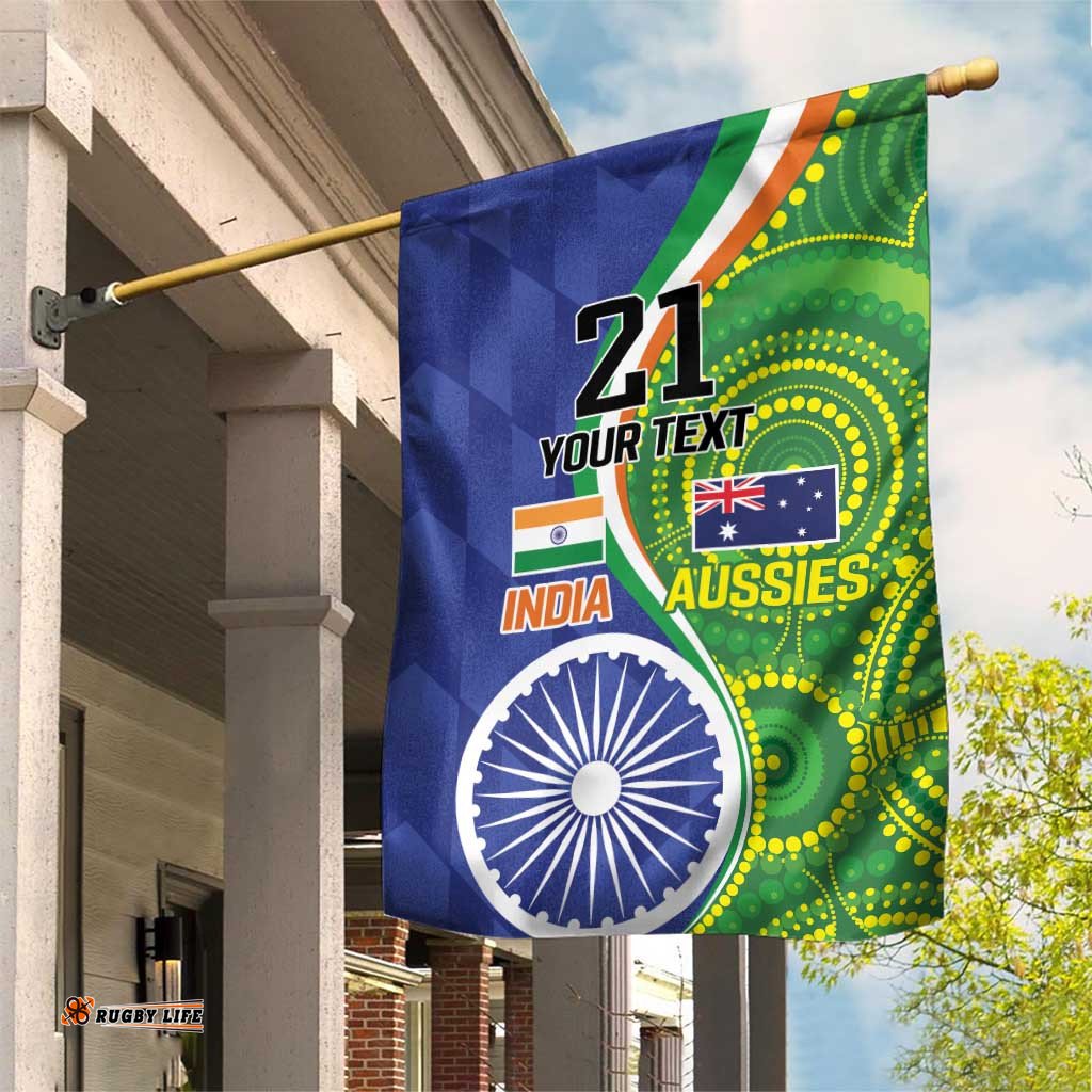 India Vs Australian Cricket Custom Garden Flag Ashoka Chakra and Aboriginal Together LT9