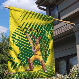Custom Australia Cricket Garden Flag Aussie Baggy Greens - Kangaroo Mascot Style LT14