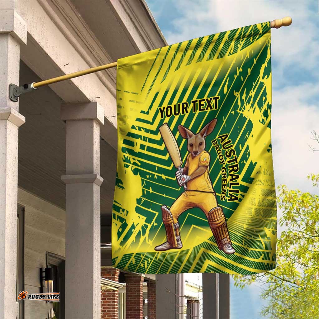 Custom Australia Cricket Garden Flag Aussie Baggy Greens - Kangaroo Mascot Style LT14