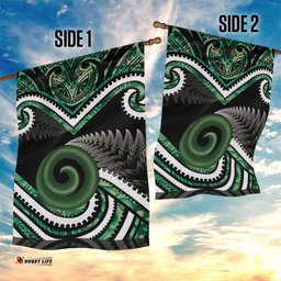 Koru Pounamu Aotearoa Garden Flag Maori Paua Shell Mix Silver Fern LT14