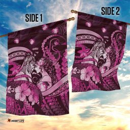 Maori Romantic Valentine Garden Flag The Hongi Kiss Pink Galaxy DT05