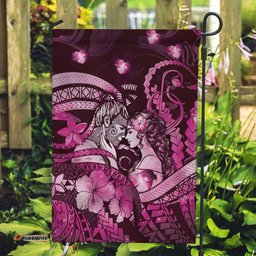Maori Romantic Valentine Garden Flag The Hongi Kiss Pink Galaxy DT05