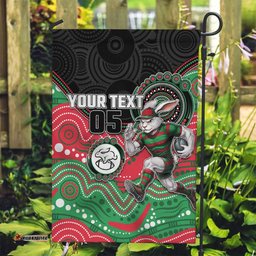 Custom Rabbitohs Garden Flag Rabbit Mascot With Aboriginal Indigenous DT05