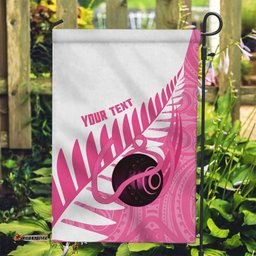New Zealand Lawn Bowls Breast Cancer Custom Garden Flag Aotearoa Maori Silver Fern Pink Ribbon LT14