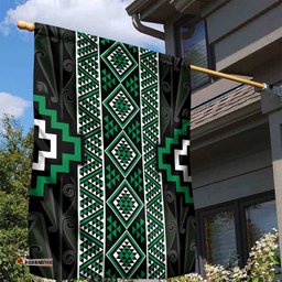 Jade Tukutuku Pattern Aotearoa Garden Flag Niho Taniwha and Puhoro Motifs LT7
