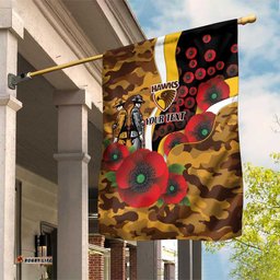 Hawthorn Hawks ANZAC Personalised Garden Flag Lest We Forget Poppy Camo LT9