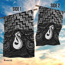 New Zealand Maori Garden Flag Poutama Manaia Black Paua Shell LT05