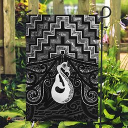 New Zealand Maori Garden Flag Poutama Manaia Black Paua Shell LT05