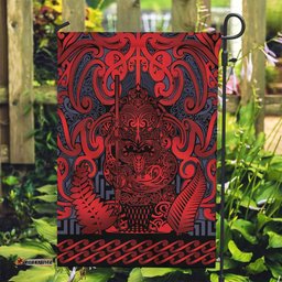 New Zealand Taiaha Maori Garden Flag Whero Minimalist Silver Fern Tukutuku Motif LT9
