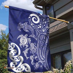 New Zealand Sea Animals with Maori Tribal Tattoo Garden Flag Blue Color LT03