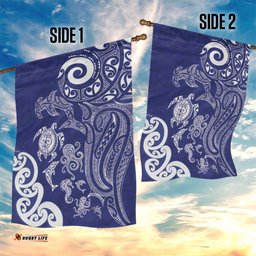 New Zealand Sea Animals with Maori Tribal Tattoo Garden Flag Blue Color LT03