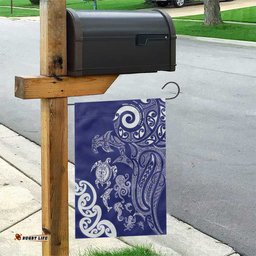 New Zealand Sea Animals with Maori Tribal Tattoo Garden Flag Blue Color LT03