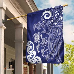 New Zealand Sea Animals with Maori Tribal Tattoo Garden Flag Blue Color LT03