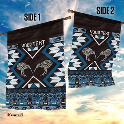 Personalised Taniko Motifs Aotearoa Garden Flag Waitangi Kowhaiwhai Kiwi - Blue LT7