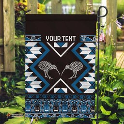 Personalised Taniko Motifs Aotearoa Garden Flag Waitangi Kowhaiwhai Kiwi - Blue LT7