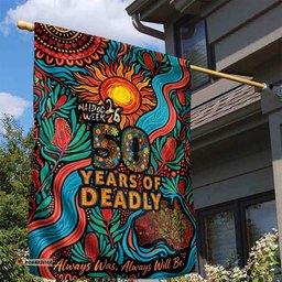 NAIDOC Week 26 Garden Flag 50 Years of Deadly Aboriginal Motif LT03