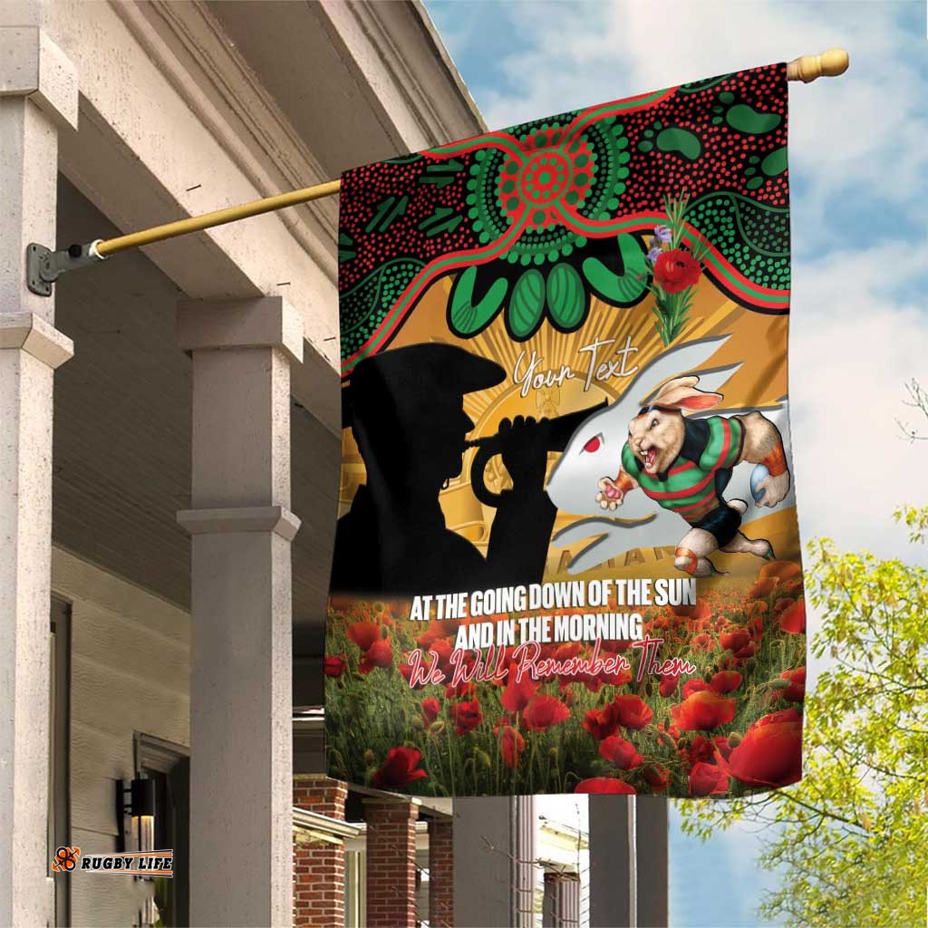 Personalised Rabbitohs Rugby ANZAC Day Garden Flag Last Post Poppy We Will Remember Them LT14