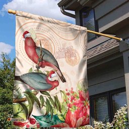 Merry Christmas Aussie Aboriginal Garden Flag Rosebreasted Cockatoo Pastel LT7