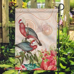 Merry Christmas Aussie Aboriginal Garden Flag Rosebreasted Cockatoo Pastel LT7