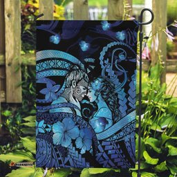 Maori Romantic Valentine Garden Flag The Hongi Kiss Blue Galaxy DT05