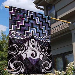 New Zealand Maori Garden Flag Poutama Pikorua Purple Paua Shell LT05