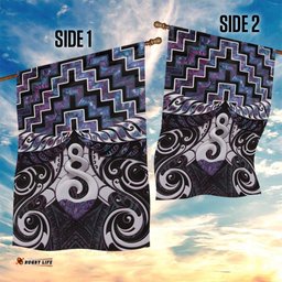New Zealand Maori Garden Flag Poutama Pikorua Purple Paua Shell LT05