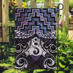 New Zealand Maori Garden Flag Poutama Pikorua Purple Paua Shell LT05