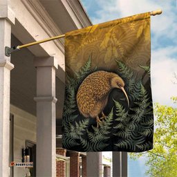 New Zealand Kiwi Bird Garden Flag Silver Fern Mix Maori Pattern LT05
