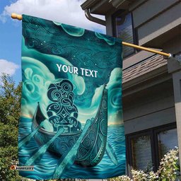 Personalised New Zealand Waitangi Day Garden Flag Hei Tiki With Maori Waka - Whakarare Pattern LT14