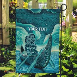 Personalised New Zealand Waitangi Day Garden Flag Hei Tiki With Maori Waka - Whakarare Pattern LT14