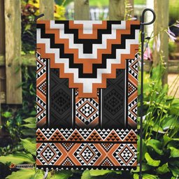 Orange Taniko Pattern Aotearoa Garden Flag Niho Taniwha Mix Poutama LT14
