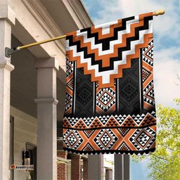 Orange Taniko Pattern Aotearoa Garden Flag Niho Taniwha Mix Poutama LT14