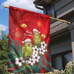 New Zealand Kakapo Christmas Garden Flag Owl Parrot Santa Sliver Fern Manuka - Red LT14