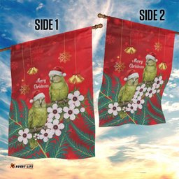 New Zealand Kakapo Christmas Garden Flag Owl Parrot Santa Sliver Fern Manuka - Red LT14